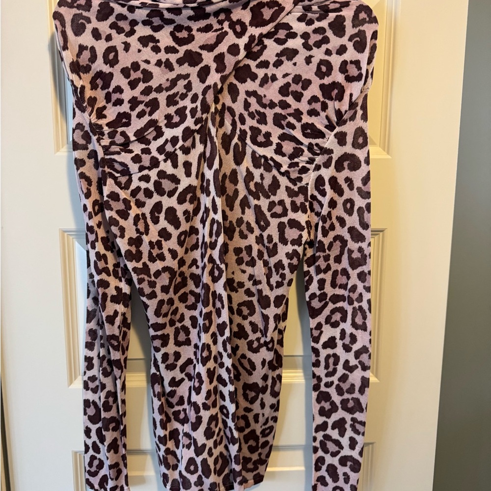 NWT Zara Pink Leopard Print Blouse